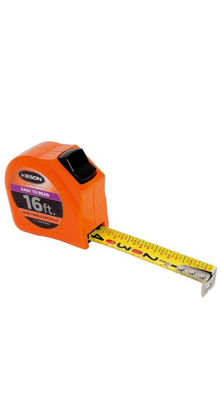 Keson PGTFD16V Short Tape Measure with Nylon Coated Steel Blade and Toggle Lock