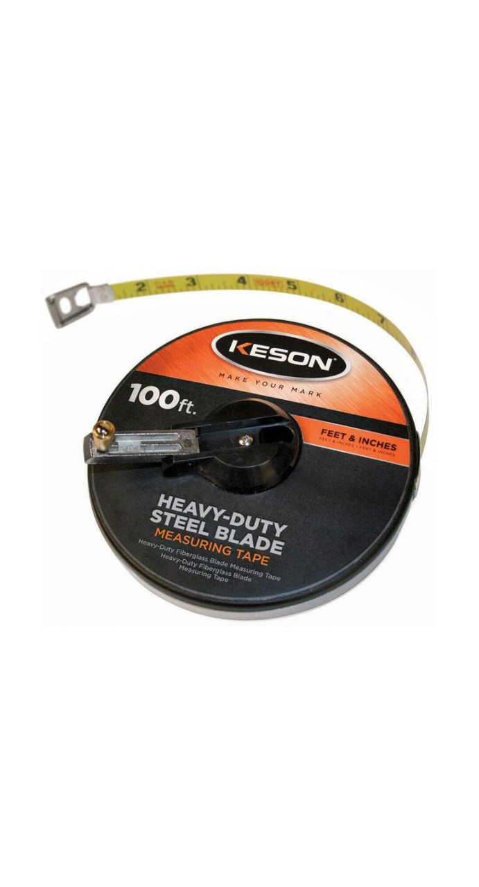 Keson ST10018M 100' Ft, In, 1-8 And Metric Painted Steel Tape Closed Case W-Hook