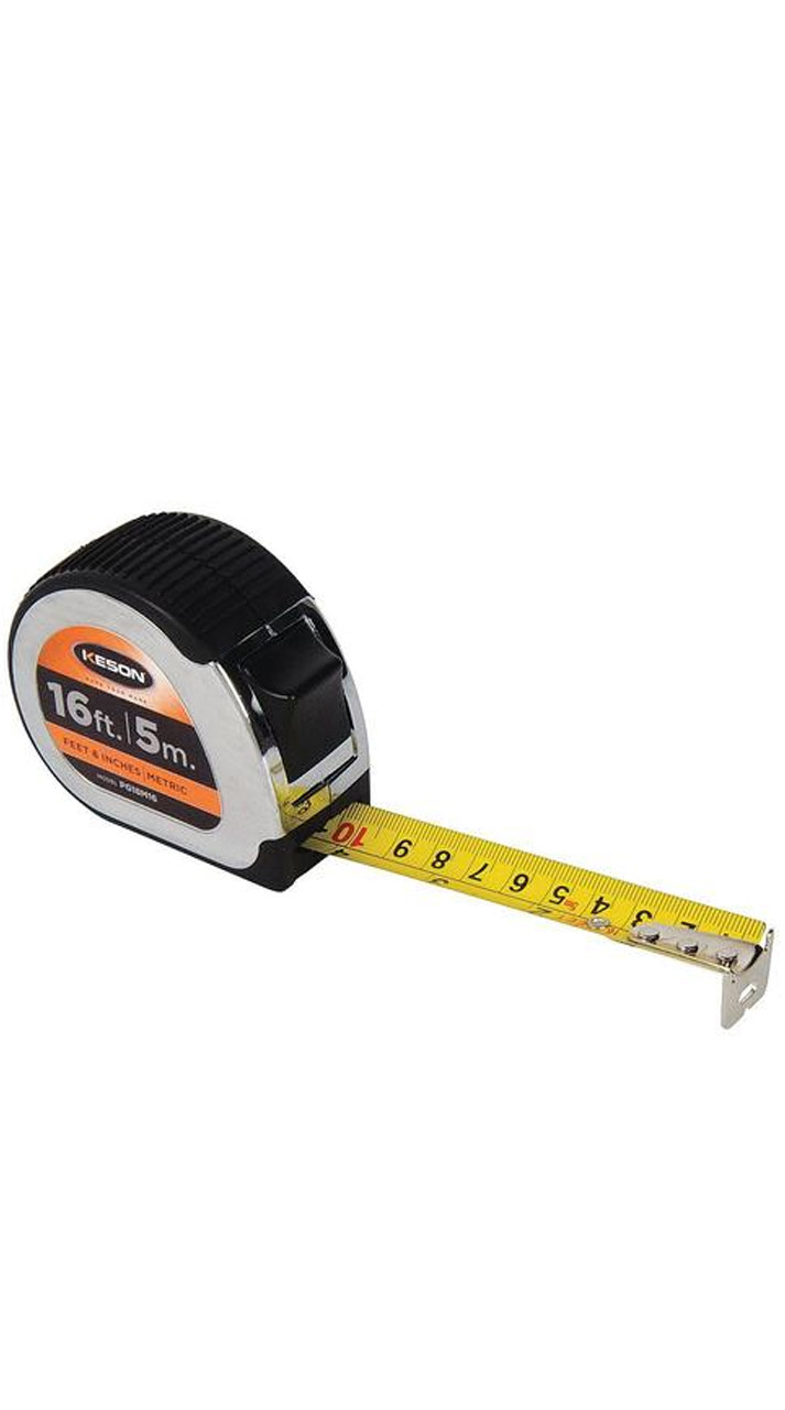 Keson PG18M16 Short Tape Measure with Nylon Coated Steel Blade (Graduations: ft, in, 1/8 & cm, mm), 1-Inch by 16-Foot/5-Meter